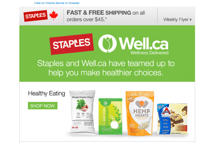 Staples ad for health products