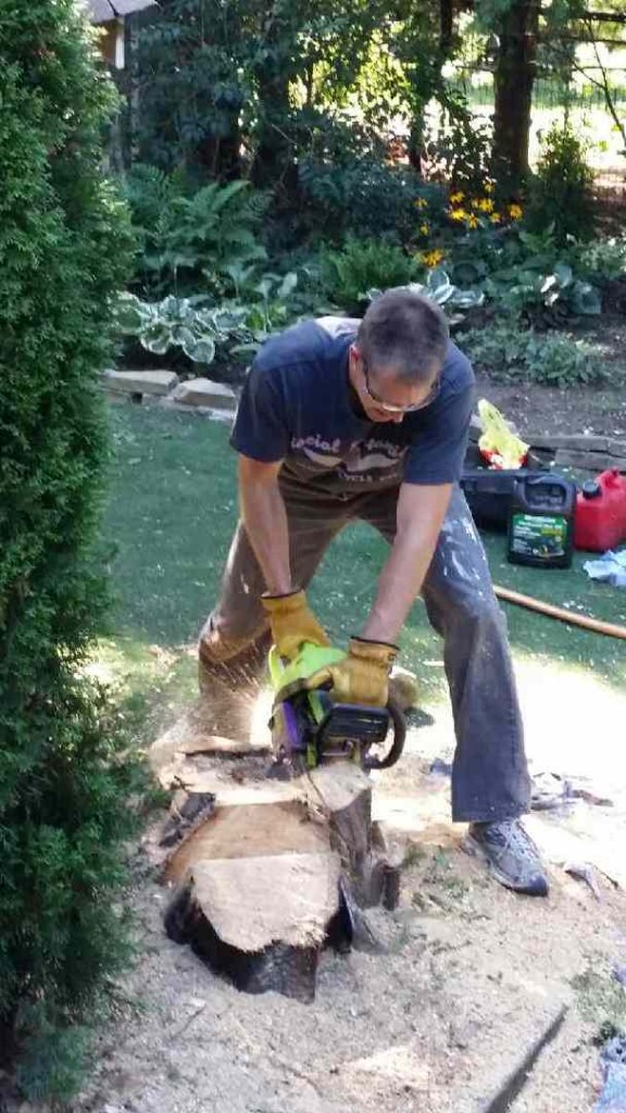 yard work leading to back pain