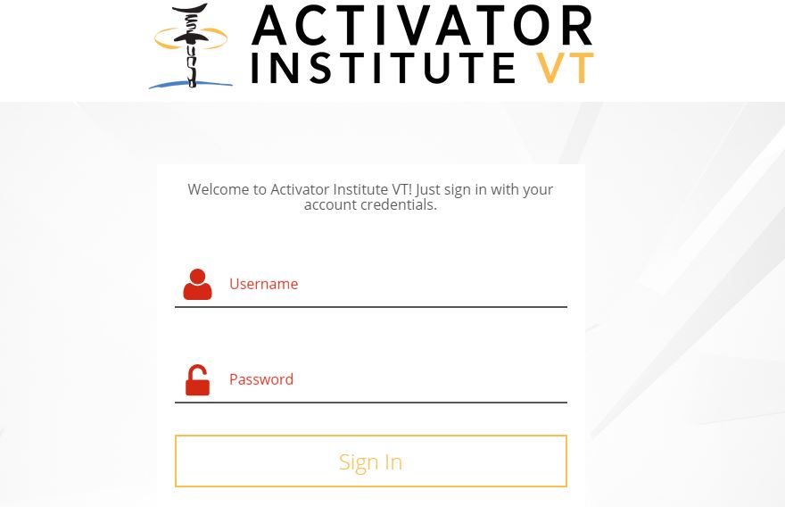 sign in of activator institute vt